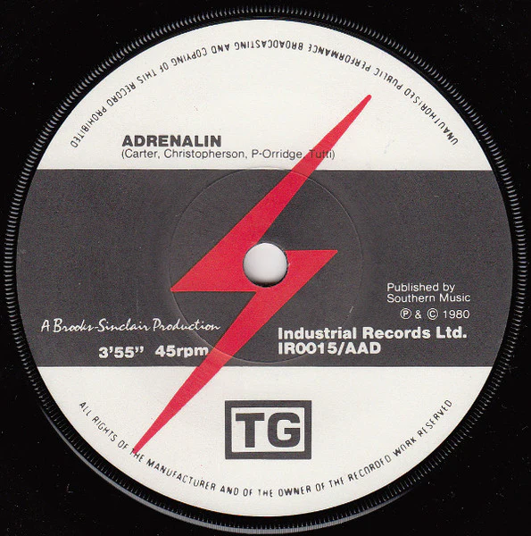 Throbbing Gristle - Adrenalin / Distant Dreams (Part Two) (7", Single) (Very Good Plus (VG+)) (Very Good Plus (VG+)) - Image 4