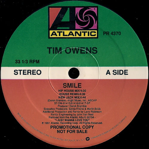 Tim Owens - Smile (12", Maxi, Promo) (Very Good Plus (VG+)) (Generic)