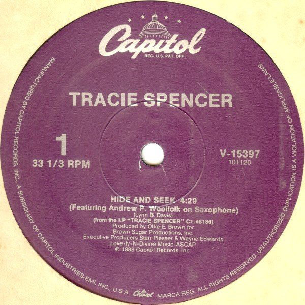 Tracie Spencer - Hide And Seek (12") (Very Good Plus (VG+)) (Very Good Plus (VG+)) - Image 3