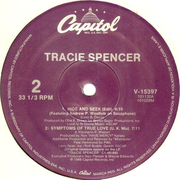 Tracie Spencer - Hide And Seek (12") (Very Good Plus (VG+)) (Very Good Plus (VG+)) - Image 4