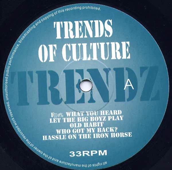 Trends Of Culture - Trendz... (LP, Album, Unofficial) (Near Mint (NM or M-)) (Very Good Plus (VG+)) - Image 2