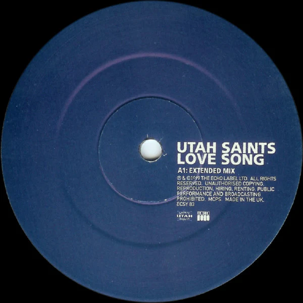 Utah Saints - Love Song (12", Single) (Very Good Plus (VG+)) - Image 2
