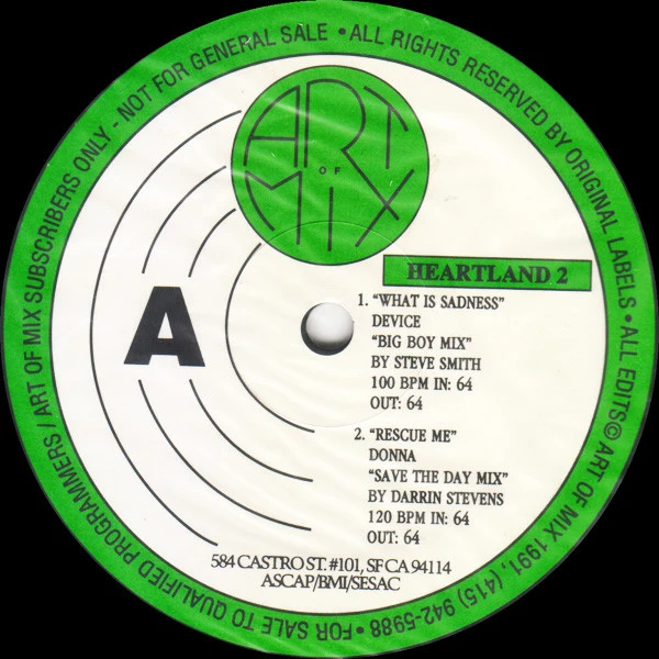 Various - Art Of Mix - Remixes For The Masters - Heartland 2 (12", Promo) (Near Mint (NM or M-)) (Near Mint (NM or M-)) - Image 3