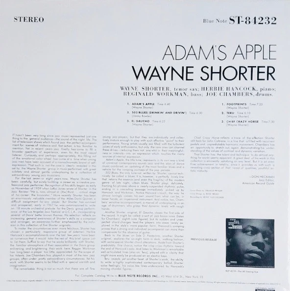 Wayne Shorter - Adam's Apple (LP, Album, Ltd, RE, RP, 180) (Very Good Plus (VG+)) (Very Good Plus (VG+)) - Image 4