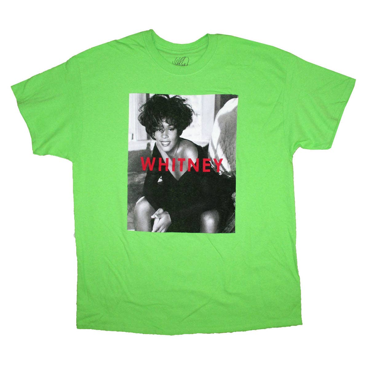 Whitney Houston Name on Lime Green Tee T-shirt